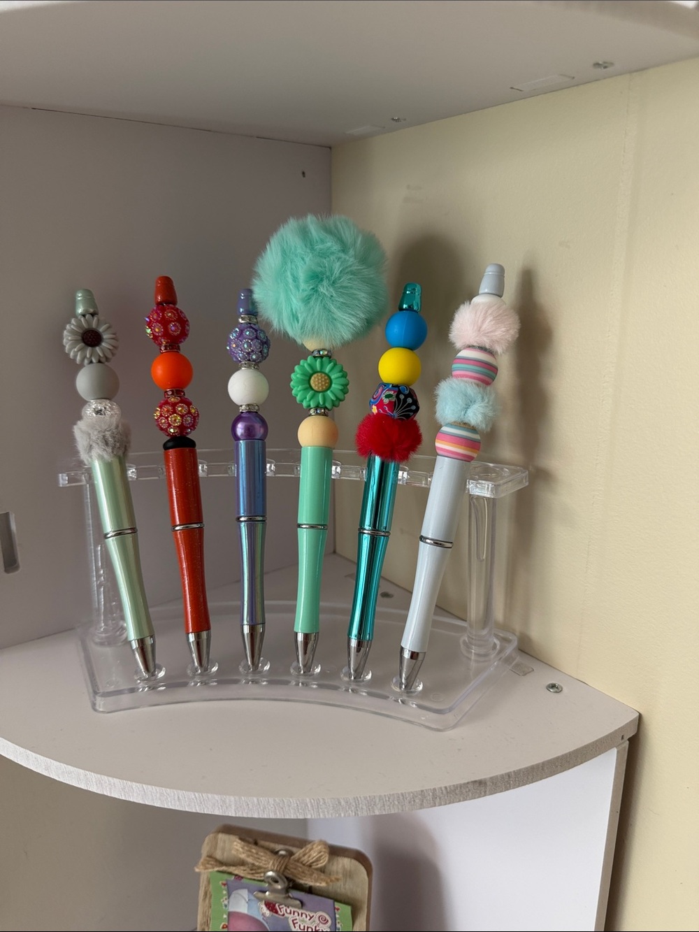Colorful Decorative Teal Pom-Pom and Multiple Bold Colors Pens - Set of 6 NWOT
